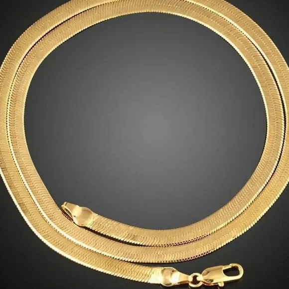 24k gold plated herringbone layering necklace authentic, Brand NEW! trending 22’ - Picture 7 of 14